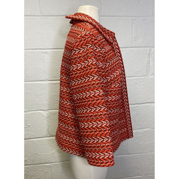 VTG Amy Adams Knits Womens Jacket 70s Boho Swing Collar Red Chevron Medium - Picture 4 of 11